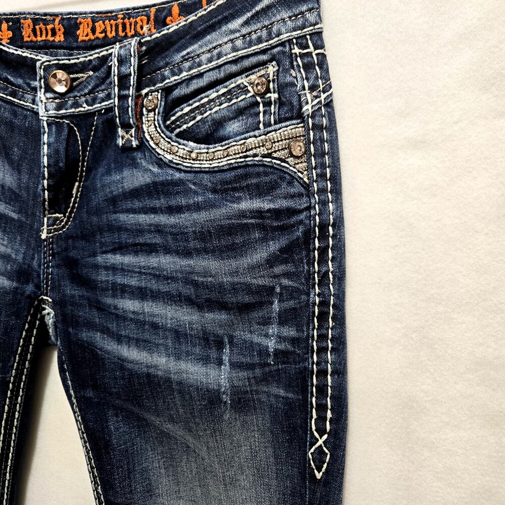ROCK REVIVAL WOMEN'S ELEANOR BOOT JEANS  SIZE 27 Embellished Distressed #950 - Picture 10 of 12